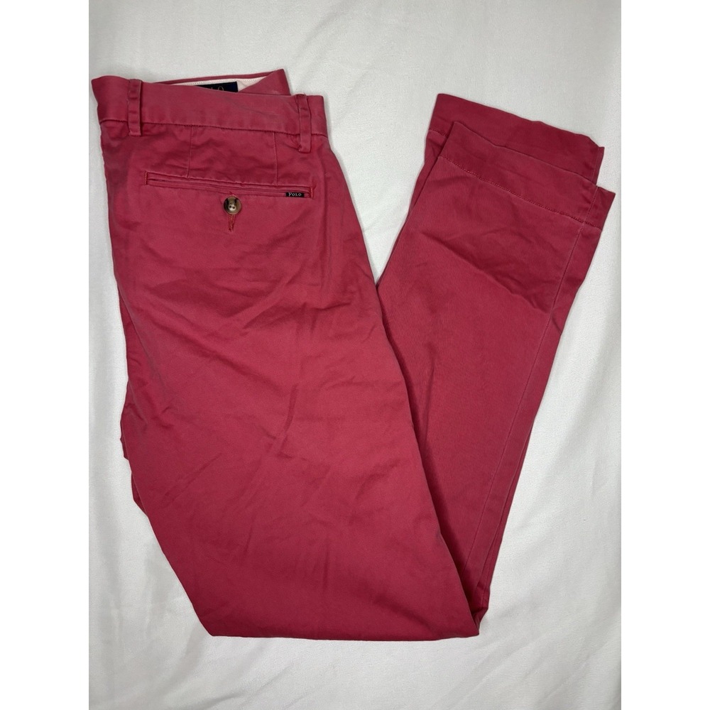 Polo Ralph Lauren Mens Pants Mens 30x32 Pink Stretch Slim Fit Chino Casual Golf